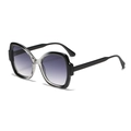 Gafas de sol de mariposa modernas con lentes degradados negro y púrpura para exteriores - Montura Negra Lente Gris Degradado