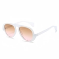 Fashionable pilot sunglasses with white frame and vibrant orange-pink gradient lenses - White Frame Tea Pink Lens