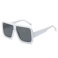 Chic square oversized sunglasses with glossy white frames and dark grey lenses for women - White Frame Dark Grey Lens