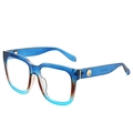 Retro square oversized sunglasses with blue and brown gradient transparent frames - Blue Frame