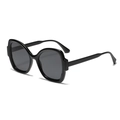 Gafas de sol de mariposa elegantes en negro clásico con lentes de gran tamaño - Montura Negra Lentes Gris Negro