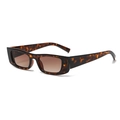 Retro rectangle sunglasses in tortoise shell frame with brown gradient lenses - Leopard Frame Gradient Tea Lens