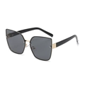 Occhiali da sole cat-eye senza montatura con lenti nere e aste in metallo dorato - Montatura Oro Nero Grigio