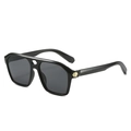 Retro aviator sunglasses with black frame, dark grey lenses and gold hexagon accents - Black Frame Black Grey Lens