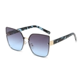 Occhiali da sole cat eye senza montatura con lenti sfumate blu-viola e montatura tartarugata - Montatura Oro Lenti Grigio Blu