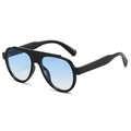Occhiali da sole aviator oversize alla moda con montatura nera e lenti sfumate blu - Montatura Nera Lenti Blu