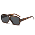 Retro oversized zonnebril met schildpadmotief, donkergrijze glazen en dubbele brug - Luipaard Frame Zwart Grijze Lenzen