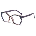 Lunettes anti-lumière bleue carrées rétro avec monture violette et écaillée - Monture Léopard Bleu