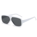 White thick frame unisex sunglasses with dark grey lenses in a retro double bridge style - White Frame Dark Grey Lens