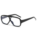 Modern oversized black aviator sunglasses with retro thick frames for casual daily wear - Black Frame (Clear Lenses)