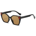 Occhiali da sole quadrati cat-eye con decori colorati e lenti color ambra - Montatura Nera Lenti Tè