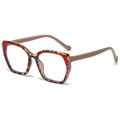 Montatura occhiali quadrati retrò con patchwork leopardato rosso e aste color carne - Montatura Leopardata Rossa