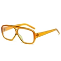 Retro double-bridge sunglasses in amber translucent frame with clear pilot lenses - Brown Frame (Clear Lenses)