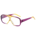 Retro pilot sunglasses with purple and yellow gradient frame and double bridge design - Yellow Purple Frame (Clear Lens)