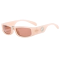 Lunettes de soleil rectangulaires Y2K avec monture rose translucide et détails métalliques - Monture rose gelée verres roses