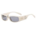 Lunettes de soleil rectangulaires rétro ivoire avec verres gris et détails en métal - Monture Blanc Gelée Verres Gris Clair