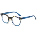 Retro tortoiseshell and blue transparent fashion sunglasses with gold metal bridge - Blue Leopard Frame