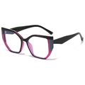 Cat eye blue light blocking glasses featuring black, pink, and grey color-blocking frame - Purple Black Frame