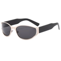 Futuristic cat-eye sunglasses with rose gold metal frames and dark gray lenses - Gold Frame Black Grey