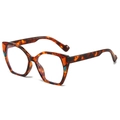 Tortoiseshell square sunglasses with colorful geometric color blocks on the frame edge - Leopard Frame