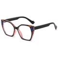Fashionable square cat-eye glasses with black frame and colorful block decoration - Black Pink Frame