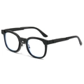Classic retro thick black frame eyewear with transparent anti-blue light lenses - Black Frame