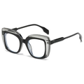 Fashionable square sunglasses with dual black inner and transparent outer frame design - Black Frame