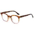 Retro round tortoise shell sunglasses with pink gradient lenses and gold metal bridge - Pink Leopard Frame