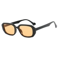 Retro thick-frame square sunglasses in black plastic with semi-transparent orange lenses - Black Frame Orange Lens