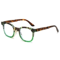 Retro tortoiseshell and transparent green sunglasses with high-quality metal nose pads - Green Leopard Frame