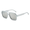 Classic double bridge aviator sunglasses with matte silver frames and light gray lenses - Silver Frame Silver Mirror Lens