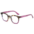 Fashionable retro sunglasses in tortoiseshell and translucent purple with metal accents - Purple Leopard Frame