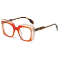 Fashionable oversized square sunglasses with orange transparent frame and tortoiseshell arms - Orange Frame Pink Temple