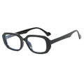 Retro square sunglasses with thick black frame and blue tint lenses for outdoor wear - Black Frame (Clear Lens)