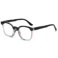 Classic black and transparent frame sunglasses with metal hinges in a 45-degree angle view - Black Grey