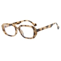 Retro tortoise shell square sunglasses with leopard print frame for UV protection - Tortoise Frame (Transparent Lens)