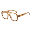 Classic retro pilot sunglasses with double-bridge leopard print frame and clear lenses - Tortoise Frame
