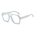 Classic silver aviator sunglasses with matte metal double bridge and clear square lenses - Silver Frame
