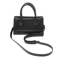 Elegante borsa baguette nera in patchwork con doppi manici e tracolla regolabile - Nero