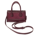 Borsa a baguette rosso scuro con patchwork in pelle scamosciata e dettagli argento - Borgogna