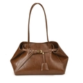 Retro bruine leren schoudertas met grote capaciteit en decoratieve gespdetails - Bruin