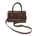 Borsa a tracolla vintage marrone scuro in pelle e camoscio con manico superiore - Marrone
