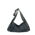 Sac hobo en denim rétro avec bandoulière réglable et grande capacité bleu foncé - Bleu