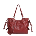 Grote vintage bordeauxrode draagtas met ritszakken en decoratieve vetersluitingen - Rood