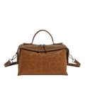 Borsa a mano marrone in ecopelle con stampa leopardata e tracolla regolabile - Marrone