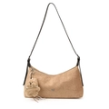 Sac baguette vintage marron avec texture plissée et charmant ours en peluche - Sans pendentif / Kaki