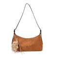 Sac bandoulière marron vintage à plis avec pendentif ours en peluche et logo en métal - Sans pendentif / Marron