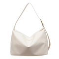 Minimalist off-white large capacity hobo tote bag with adjustable shoulder strap - White