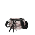 Pink and white zebra print saddle bag with wide black strap and silver tassel zipper - Pink
