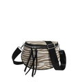 Chic zebra print crossbody bag in brown and white with wide black strap and fringe puller - Brown